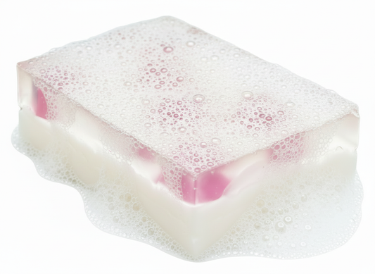 AALIS Crystal Dew glycerin soap with aloe and cucumber scent, close-up.